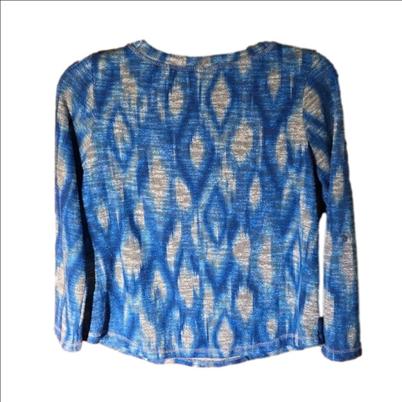 Ruby Rd top Blue & White Long Sleeve w/ Fold up strap Women size Petite Small - Picture 4 of 12